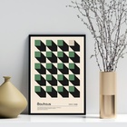 Quadro Bauhaus Green Geometric Poster 45x34cm Moldura Branca