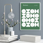 Quadro Bauhaus Green Modern Poster 33x24cm - Com Vidro Moldur