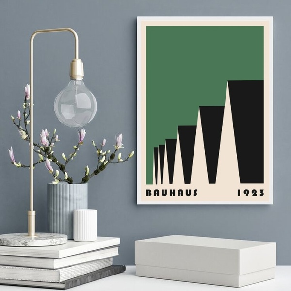 Quadro Bauhaus Green Poster - Factory Roofs 33x24cm Moldura P