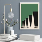 Quadro Bauhaus Green Poster - Factory Roofs 45x34cm Moldura P
