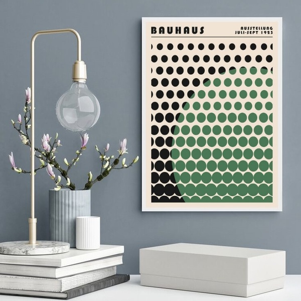 Quadro Bauhaus Green Vintage Graphic Poster 45x34cm - Com Vid