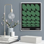 Quadro Bauhaus Green Vintage Poster 33x24cm - Com Vidro Moldu