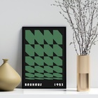 Quadro Bauhaus Green Vintage Poster 45x34cm - Com Vidro Moldu