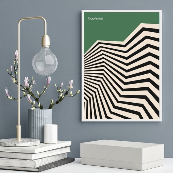 Quadro Bauhaus Green Vintage Poster - Sinuosity 33x24cm Moldu
