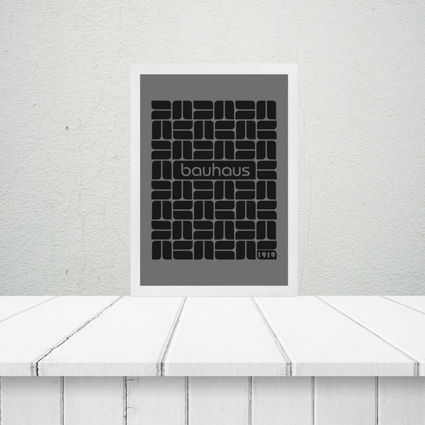 Quadro Bauhaus Grey And Black Minimalist Poster 45x34cm Moldu