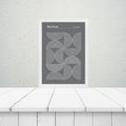 Quadro Bauhaus Grey - Inverted Circles 24x18cm Moldura Branca