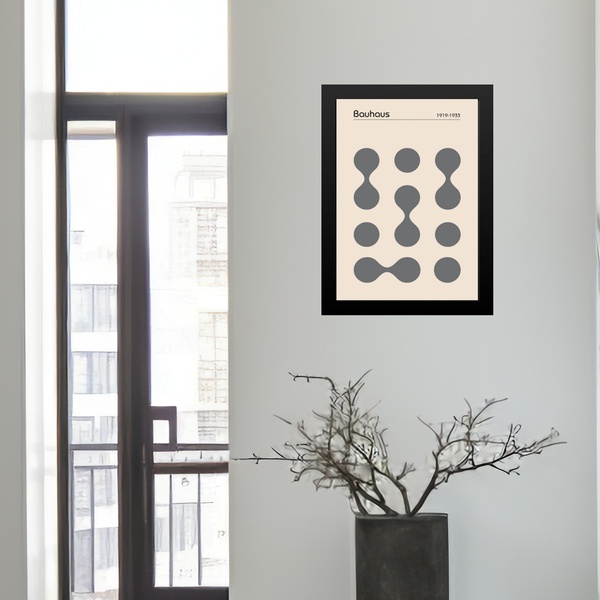 Quadro Bauhaus Grey Minimalist Graphic Poster 33x24cm Moldura