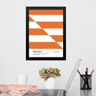 Quadro Bauhaus Laranja- Slipped Bands 24x18cm - Com Vidro Mol