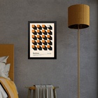 Quadro Bauhaus Laranja - Cubos 24x18cm - Com Vidro Moldura Pr