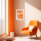 Quadro Bauhaus Laranja E Preto - Bauhaus Eye 45x34cm Moldura
