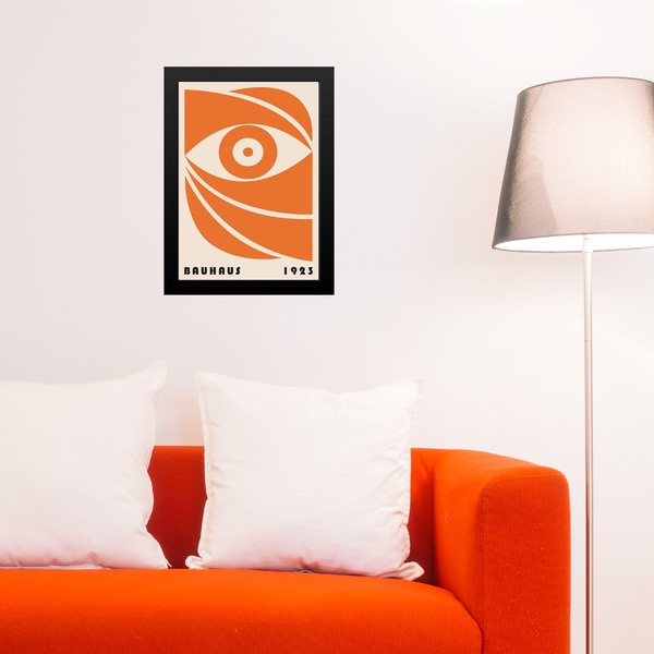 Quadro Bauhaus Laranja E Preto - Bauhaus Eye 45x34cm Moldura