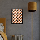 Quadro Bauhaus Laranja E Preto - Bolinhas 45x34cm - Com Vidro