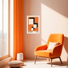 Quadro Bauhaus Laranja E Preto - Descending Blocks 24x18cm -