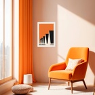 Quadro Bauhaus Laranja E Preto - Factory Roofs 33x24cm - Com