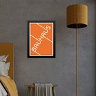 Quadro Bauhaus Laranja - Tipografia 24x18cm - Com Vidro Moldu