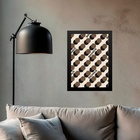 Quadro Bauhaus Marrom - Bolinhas 24x18cm Moldura Branca