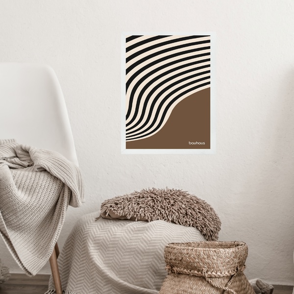 Quadro Bauhaus Marrom - Curved Sinuosity 24x18cm Moldura Bran