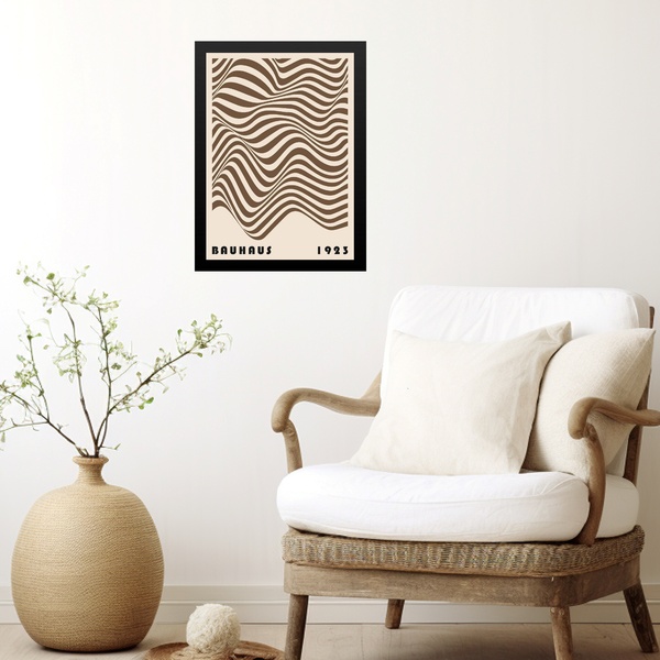 Quadro Bauhaus Marrom E Bege -  Wall Wave 45x34cm Moldura Bra