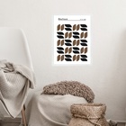 Quadro Bauhaus Marrom E Preto - Grãos 45x34cm Moldura Branca