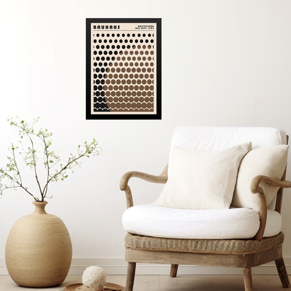 Quadro Bauhaus Marrom E Preto - Solar Mesh 24x18cm - Com Vidr