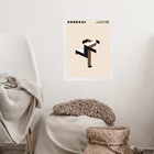 Quadro Bauhaus Marrom - Running Man 33x24cm Moldura Preta