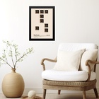 Quadro Bauhaus Marrom - Scattered Bricks 45x34cm - Com Vidro