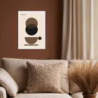 Quadro Bauhaus Marrom - Xícara De Café 33x24cm - Com Vidro Mo