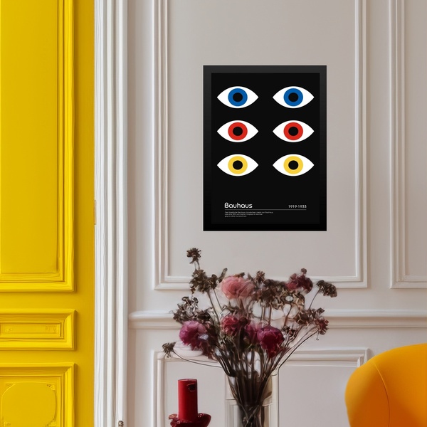 Quadro Bauhaus Multicolor - Olhos Visão 24x18cm - Com Vidro M