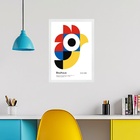 Quadro Bauhaus Multicolor - Passarinho 45x34cm Moldura Branca