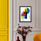 Quadro Bauhaus Multicolor - Vinho 33x24cm - Com Vidro Moldura