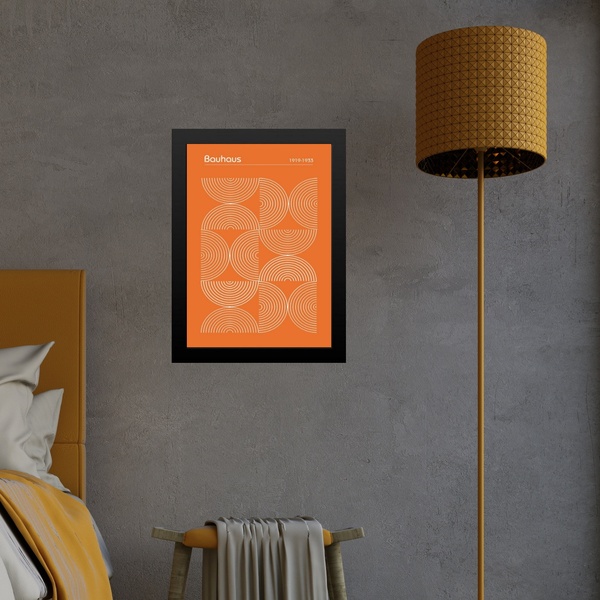 Quadro Bauhaus Orange Laranja - Inverted Circles 45x34cm - Co
