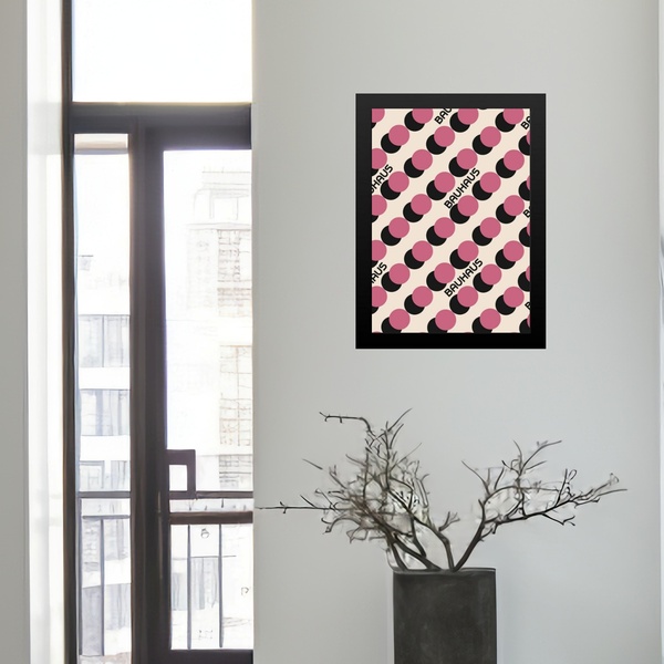 Quadro Bauhaus Pink- Scrolling Dots 24x18cm - Com Vidro Moldu