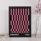 Quadro Bauhaus Pink Black- Rolled Rectangles 24x18cm - Com Vi