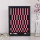 Quadro Bauhaus Pink Black- Rolled Rectangles 45x34cm Moldura