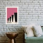 Quadro Bauhaus Pink - Factory Roofs 33x24cm - Com Vidro Moldu