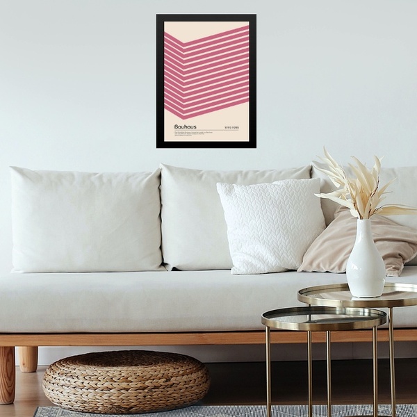 Quadro Bauhaus Pink Poster - Cube Angle 24x18cm - Com Vidro M