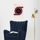 Quadro Bauhaus Pink Poster - Roll Disc 24x18cm Moldura Branca