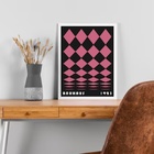 Quadro Bauhaus Pink Poster - Rolled Diamonds 33x24cm Moldura