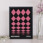 Quadro Bauhaus Pink Poster - Rolled Diamonds 33x24cm Moldura