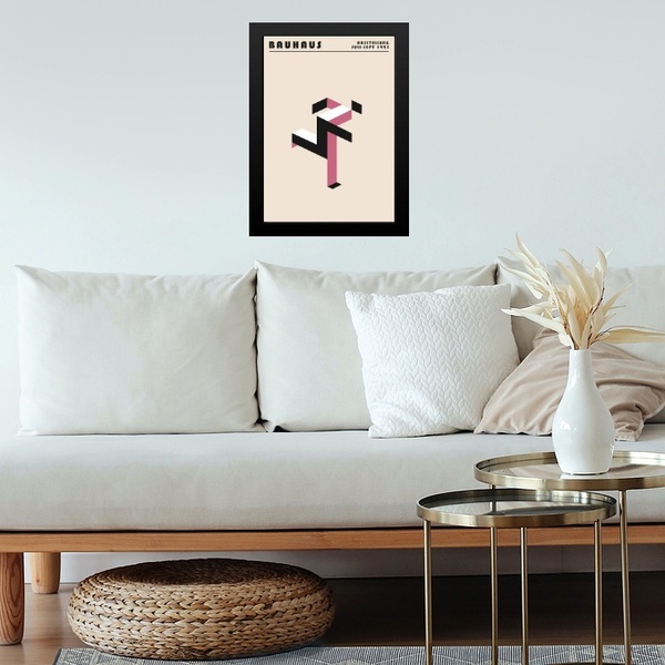 Quadro Bauhaus Pink Poster - Running Man 24x18cm - Com Vidro