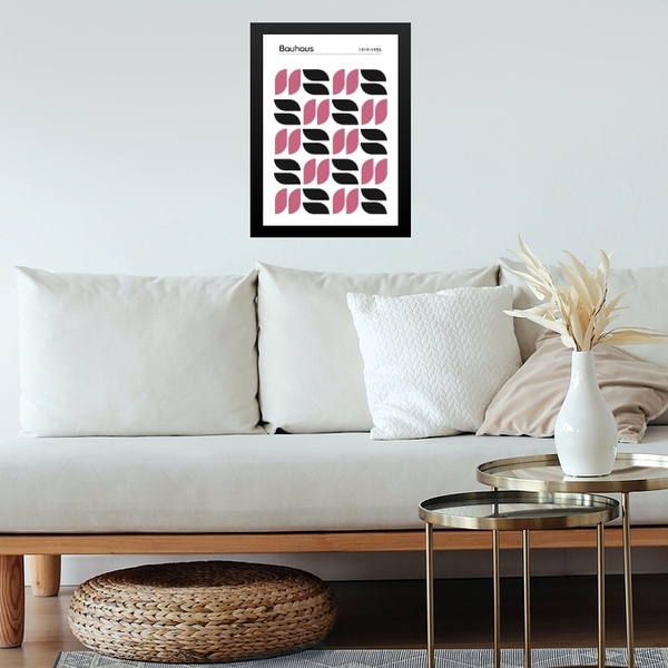 Quadro Bauhaus Poster - Minimalist Tears Pink 45x34cm - Com V