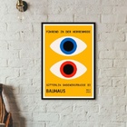 Quadro Bauhaus Poster Olhos - Amarelo 24x18cm Moldura:madeira