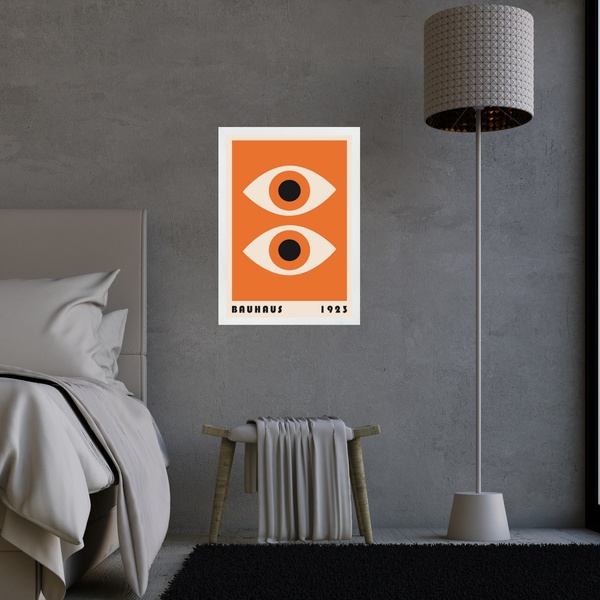 Quadro Bauhaus Poster Olhos Laranja 45x34cm - Com Vidro Moldu