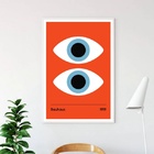 Quadro Bauhaus Poster Olhos - Vermelho 45x34cm - Com Vidro Mo