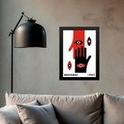Quadro Bauhaus Preto E Vermelho - Mãos E Olhos 45x34cm Moldur