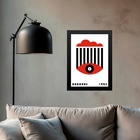 Quadro Bauhaus Preto E Vermelho - Olho E Nuvem 24x18cm - Com