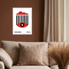 Quadro Bauhaus Preto E Vermelho - Olho E Nuvem 24x18cm - Com