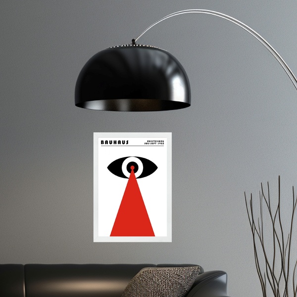 Quadro Bauhaus Preto E Vermelho - Olho Geométrico 33x24cm - C