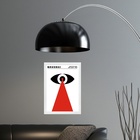 Quadro Bauhaus Preto E Vermelho - Olho Geométrico 33x24cm - C