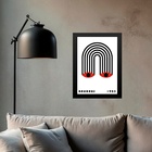 Quadro Bauhaus Preto E Vermelho - Olhos Arco Íris 33x24cm - C